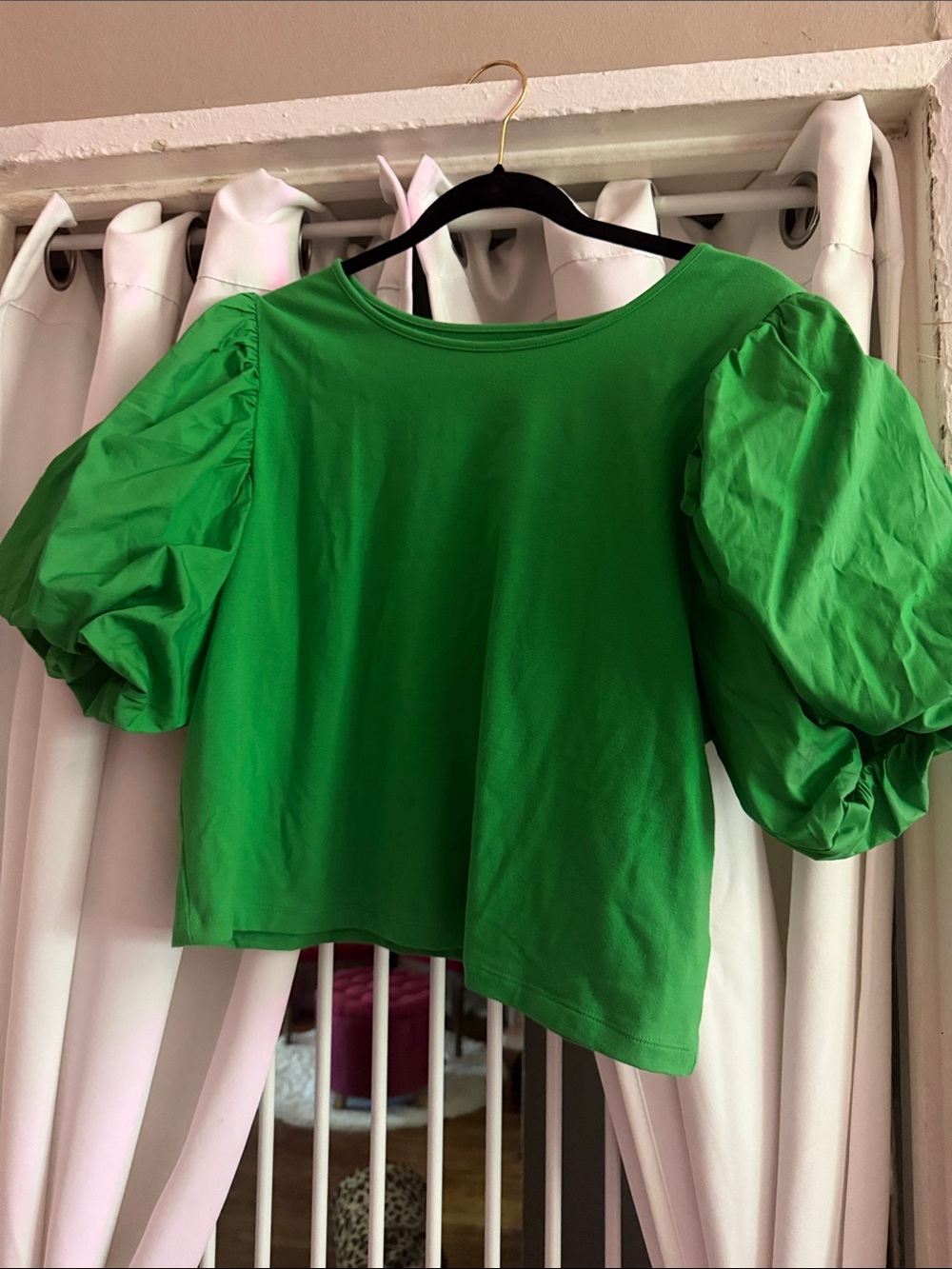 a new day Green Puff-Sleeve Crop Top